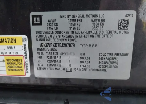 2014 GMC Acadia Sle-2 z USA, uszkodzony, nr VIN 1GKKVPKD7EJ297079